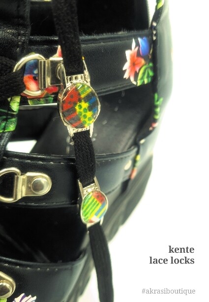 African wax kente print shoe tag | kente lace locks | clothing accessories