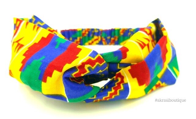 Kente print half turban headband | African wax print headwrap | African twisted headband