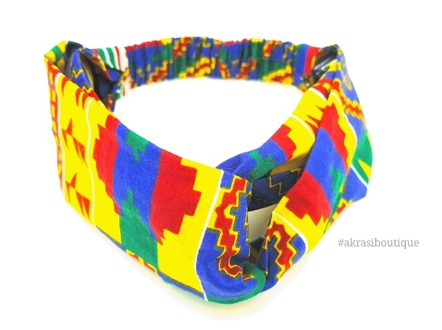 Kente print half turban headband | African wax print headwrap | African twisted headband