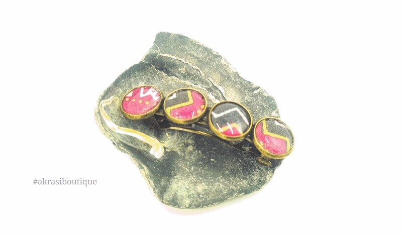 Dashiki detail barrette hair clip in bronze