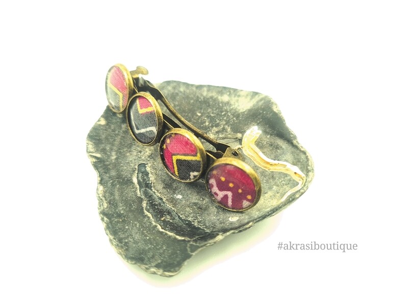 Dashiki detail barrette hair clip in bronze