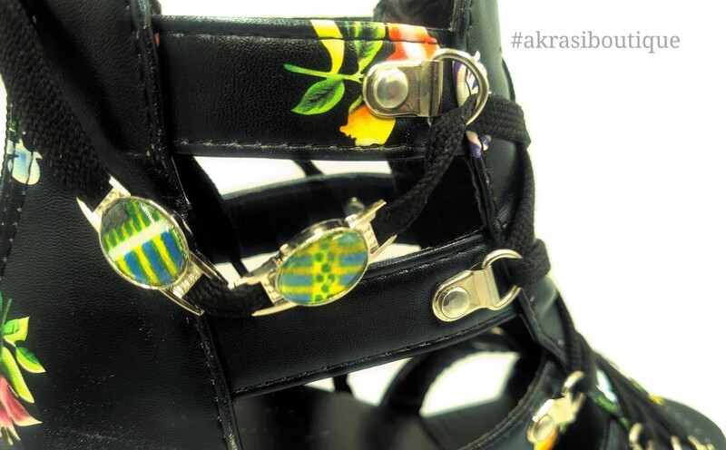 African wax kente print shoe tag | kente lace locks | clothing accessories
