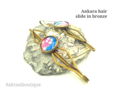 African wax ankara detail bronze hair grip | hair slide | hair accessories