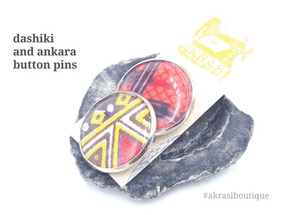 African wax print button pins | Ankara button badge | dashiki pin