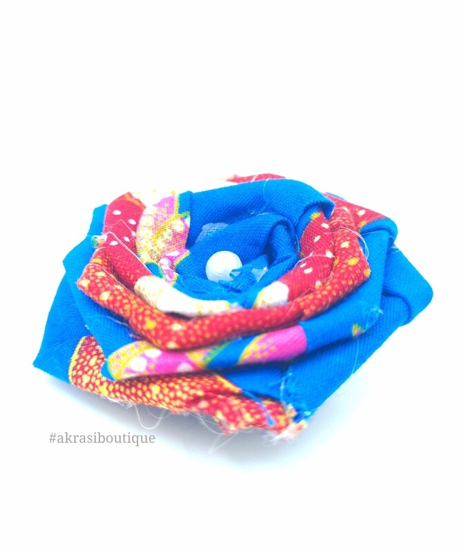 Blue and red rose flower with pearl centre | flower pin | flower hair clip | flower brooch | clothing accessories