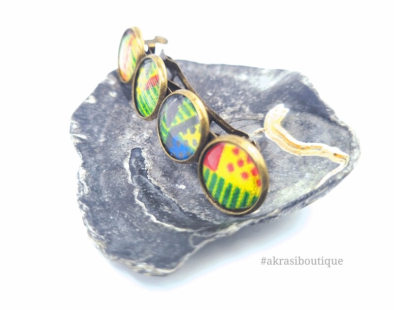 Kente barrette hair clip in bronze