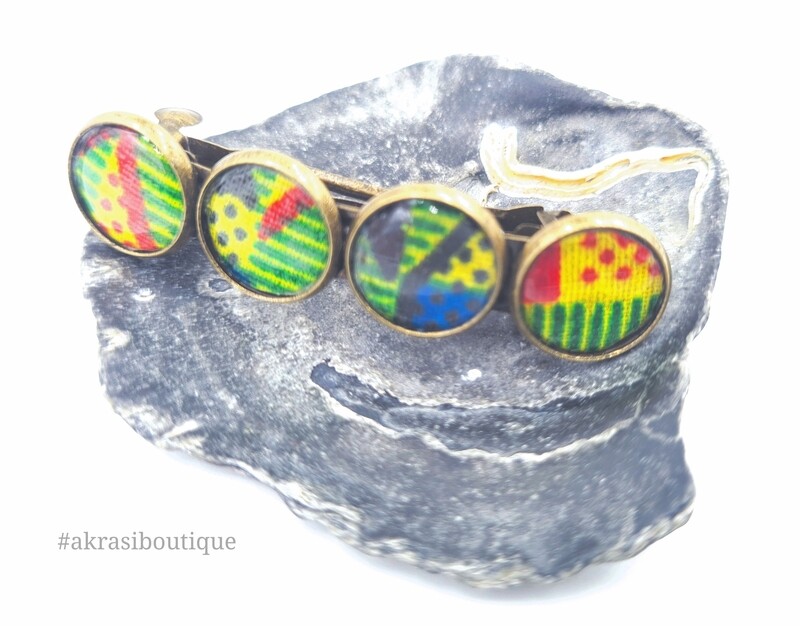 Kente barrette hair clip in bronze