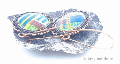Kente collection copper drop earrings