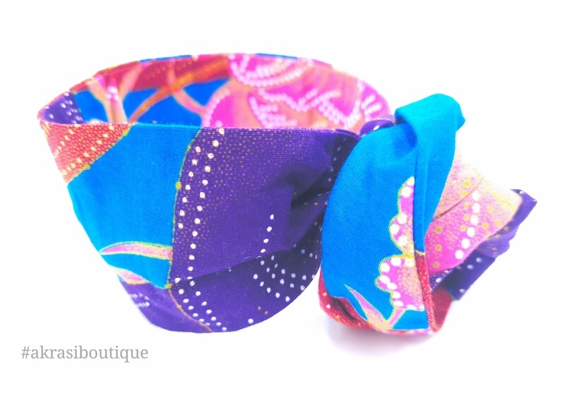 Blue ankara floral print wire twist hair tie | hair wrap | African print headwrap | Ankara print wire head tie