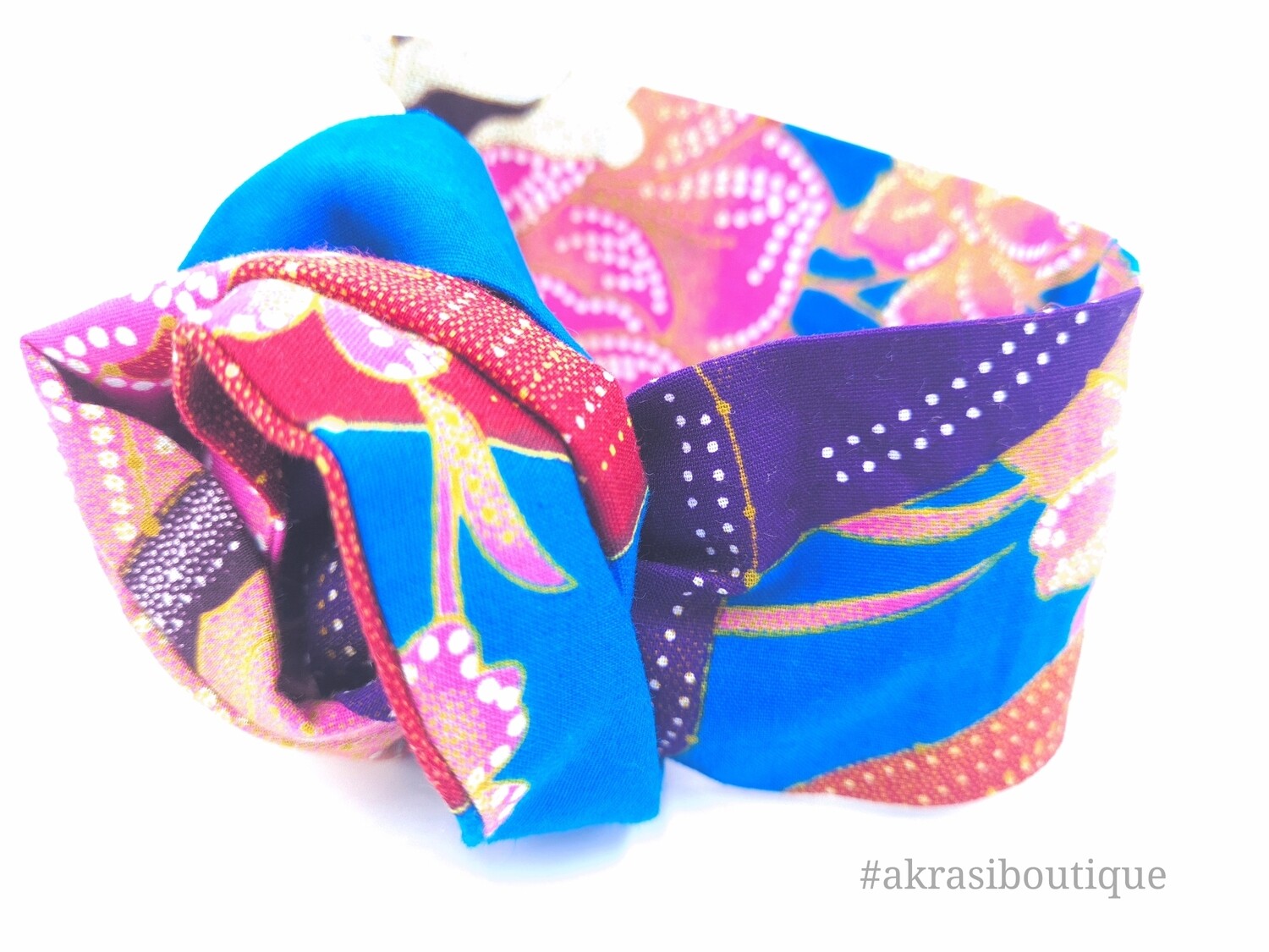 Blue ankara floral print wire twist hair tie | hair wrap | African print headwrap | Ankara print wire head tie