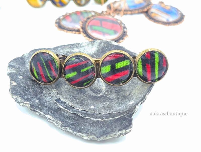 Ankara barrette hair clip in bronze