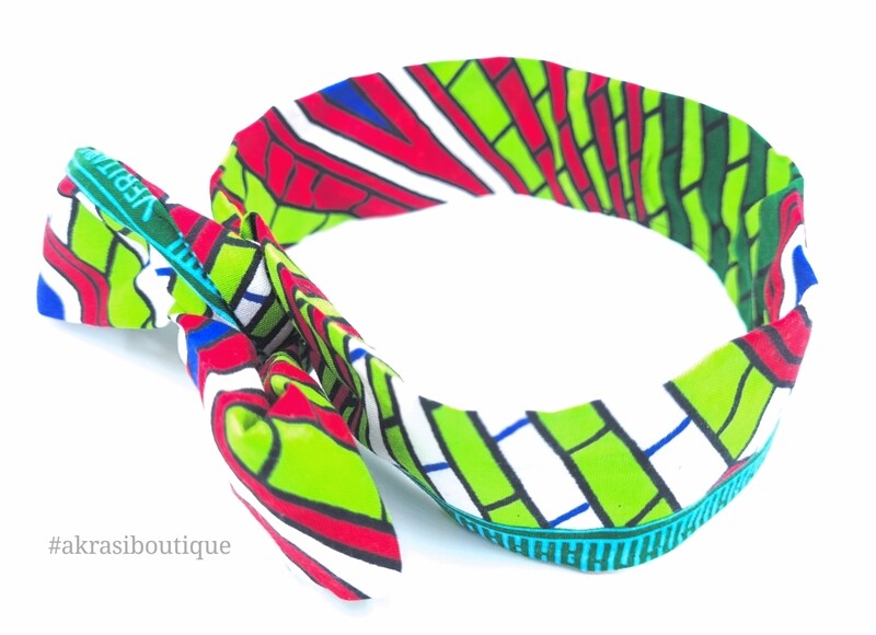 ankara print wire twist hair tie | geometric hair wrap | headband | African print headwrap | Ankara print wire headtie | wire hair tie