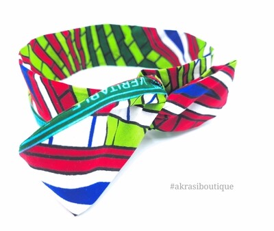 ankara print wire twist hair tie | geometric hair wrap | headband | African print headwrap | Ankara print wire headtie | wire hair tie