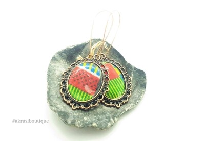 Kente collection copper drop earrings