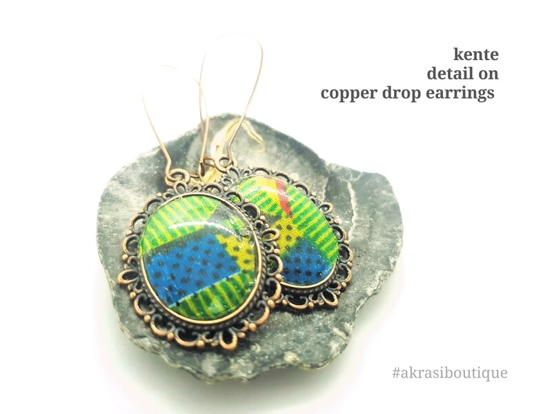 Kente collection copper drop earrings