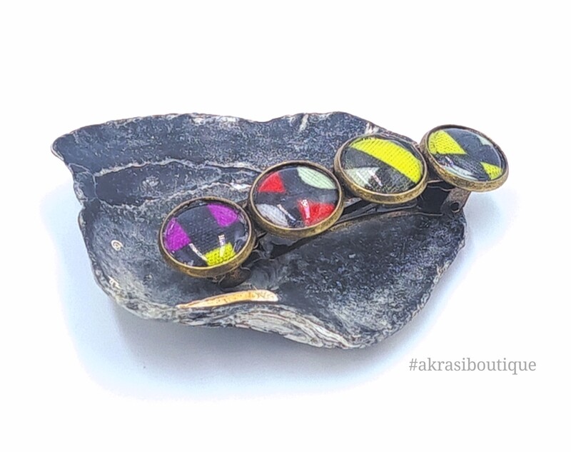 African print barrette hair clip in bronze | twa accessory | transition hair