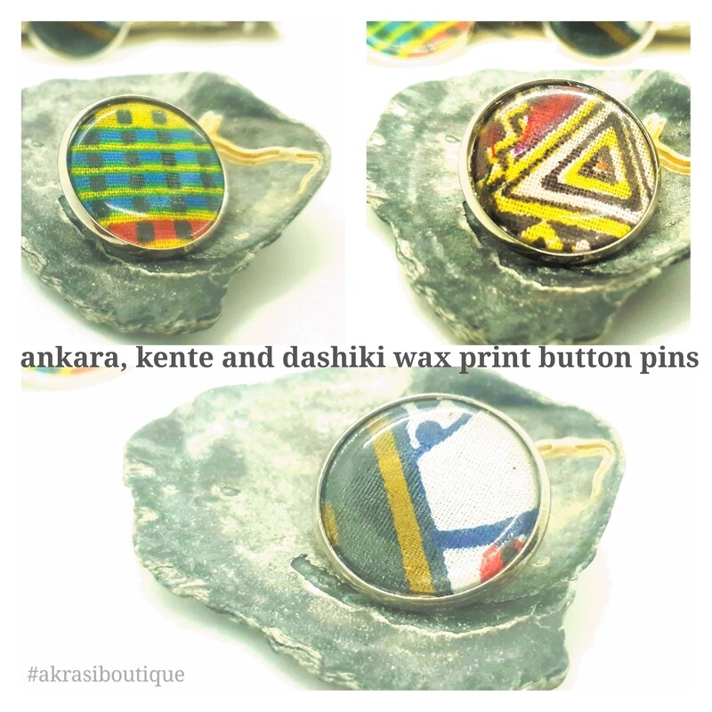 African wax print button pins | Ankara button badge | Kente pin