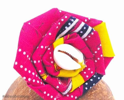 Funky kente rose with gemstone flower pin | flower hair clip | flower brooch | clothing accessories