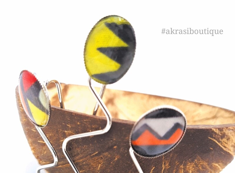 African wax contemporary kente detail wavy silver hair grip | hair slide | hair accessories