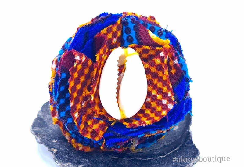 African print carnation ruffle flower | ankara flower with cowrie shell centre| flower pin | flower hair clip | flower brooch | clothing accessories