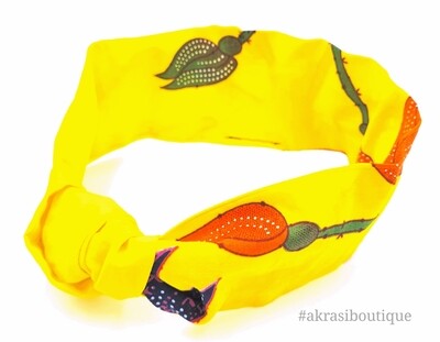 Yellow floral print wire twist hair tie | hair wrap | headband | African print headwrap | Ankara print wire headtie | wire hair tie