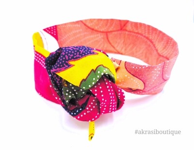 Yellow and pink floral print wire twist hair tie | hair wrap | headband | African print headwrap | Ankara print wire headtie | wire hair tie