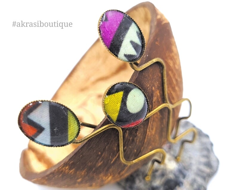 African wax contemporary kente detail wavy bronze hair grip | hair slide | hair accessories