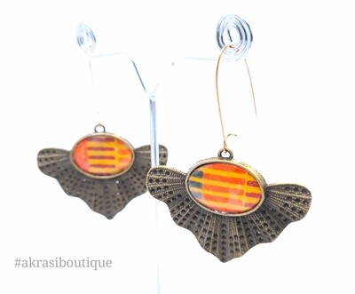 Kente collection bronze &amp; copper drop earrings