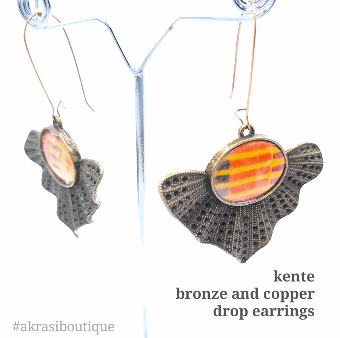Kente collection bronze & copper drop earrings