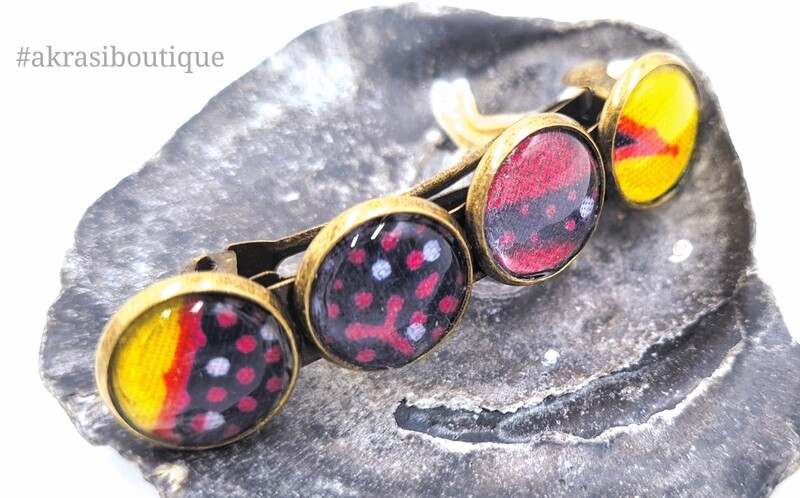 Floral African print barrette hair clip in bronze | twa accessory | transition hair