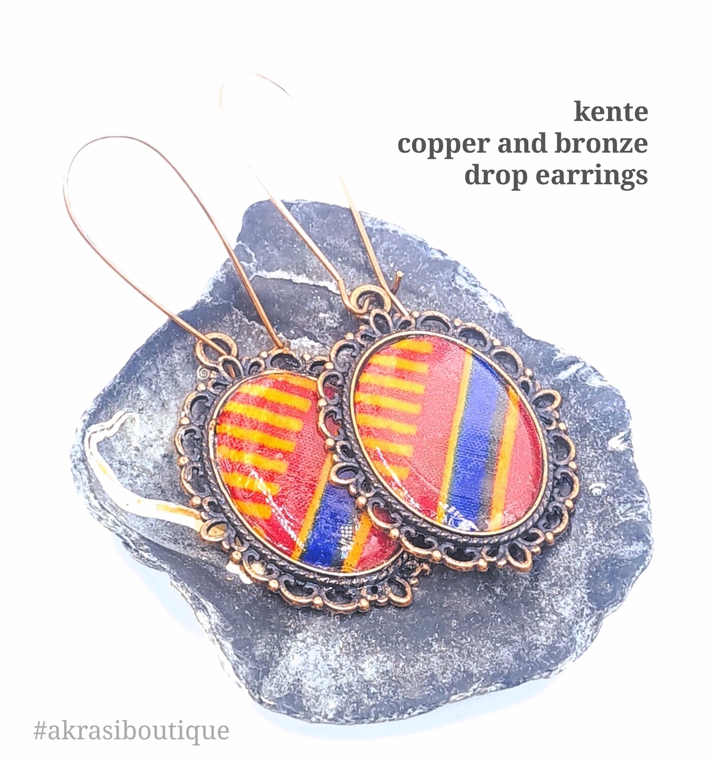 Kente collection copper drop earrings