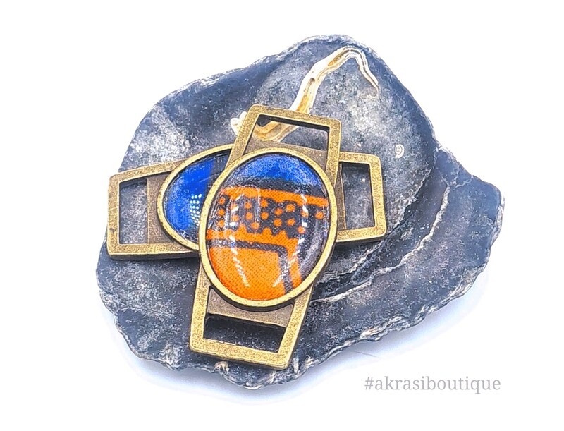 African wax print orange and blue shoe tag | ankara lace locks | clothing accessories