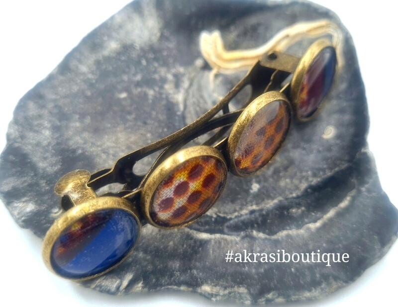 Floral African print barrette hair clip in bronze | twa accessory | transition hair