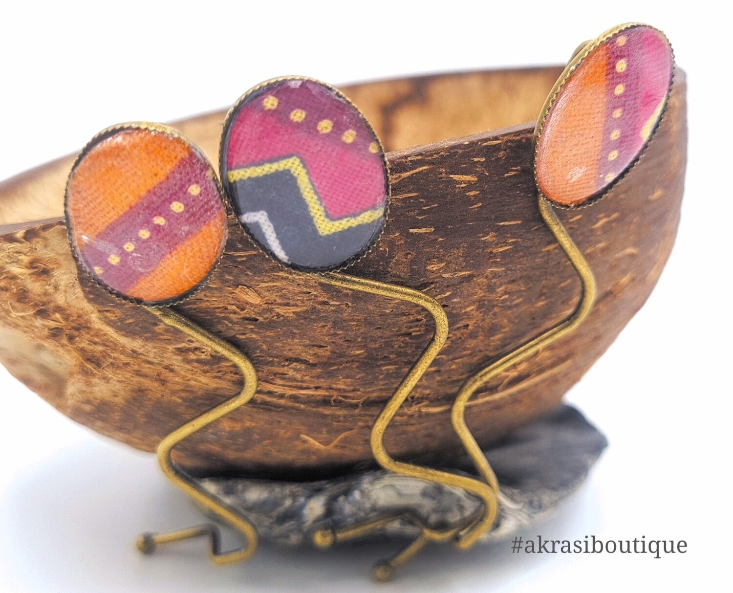 African wax dashiki detail wavy silver hair grip | hair slide | hair accessories