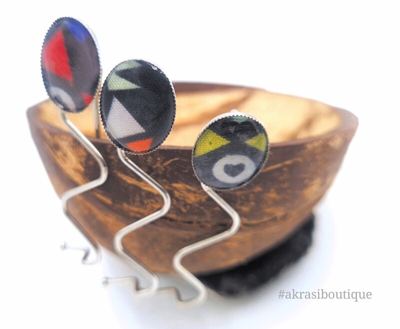 African wax contemporary kente detail wavy silver hair grip | hair slide | hair accessories