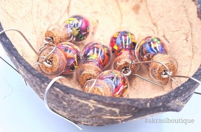 Ankara alchemy beaded mashup collection drop earrings sealed in glass