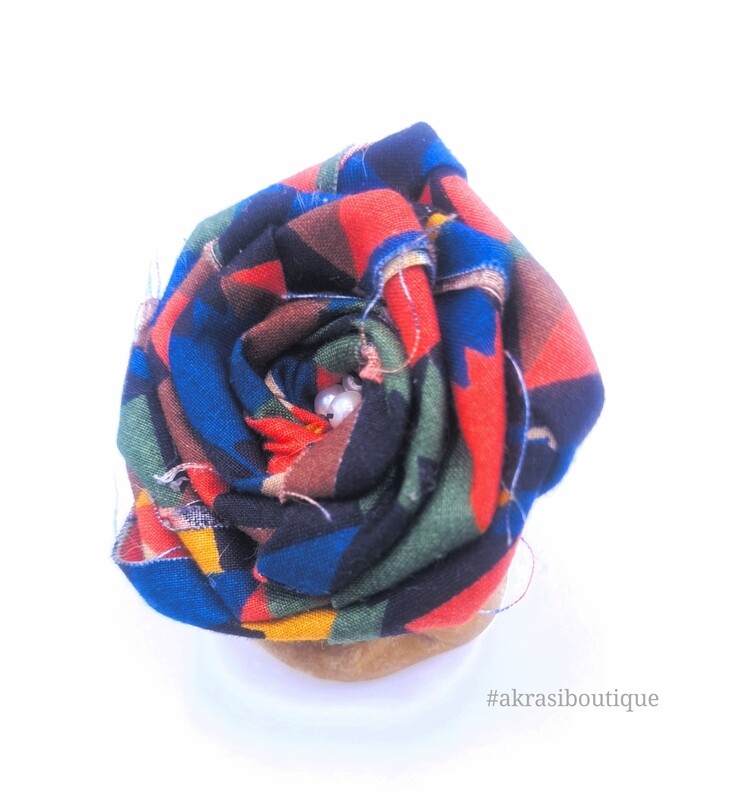 Blue, green and red rose flower with pearl centre | flower pin | flower hair clip | flower brooch | clothing accessories