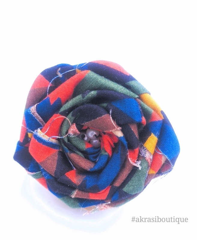 Blue, green and red rose flower with pearl centre | flower pin | flower hair clip | flower brooch | clothing accessories