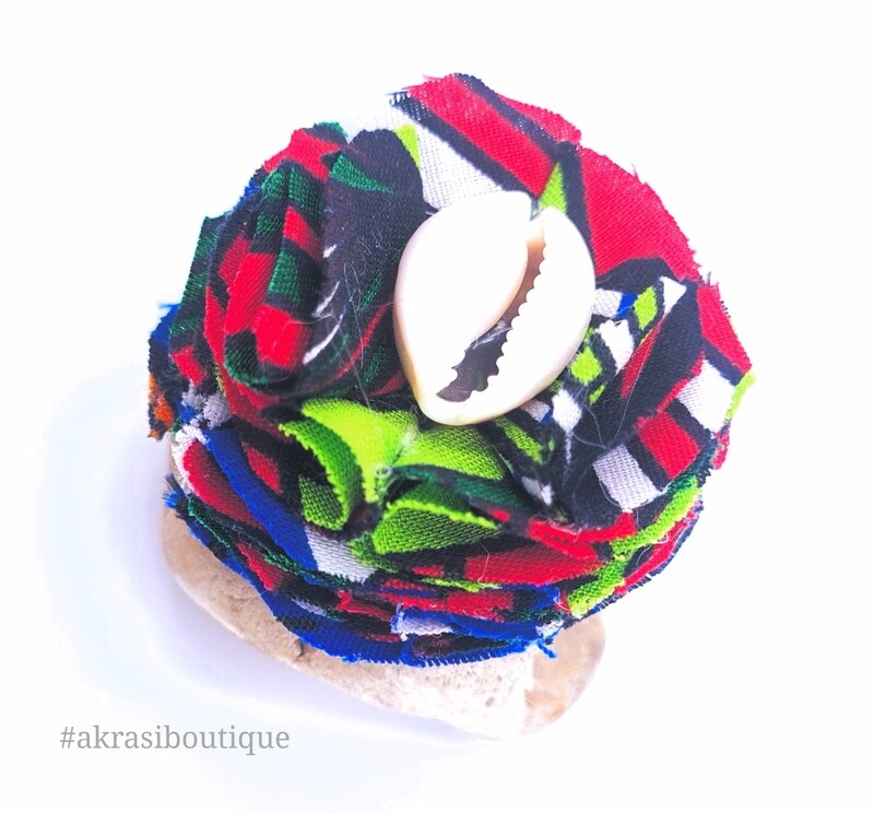 Psychedelic funk print carnation ruffle flower | ankara flower with cowrie shell centre| flower pin | flower hair clip | flower brooch