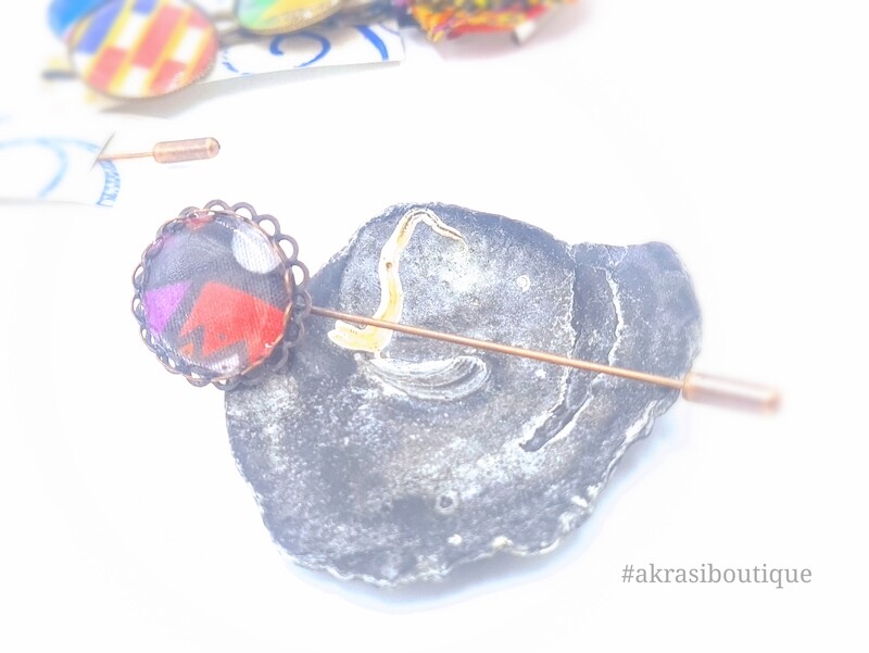 Contemporary Kente detail lapel pin | ankara scarf pin | hat pin