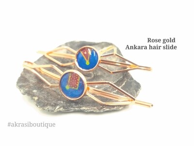 African wax Ankara detail rose gold hair grip | hair slide | hair accessories
