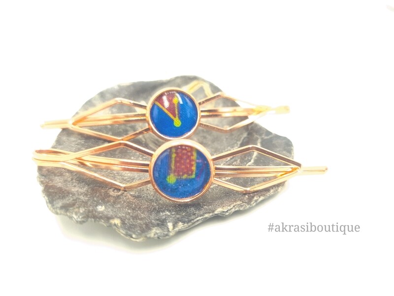 African wax Ankara detail rose gold hair grip | hair slide | hair accessories