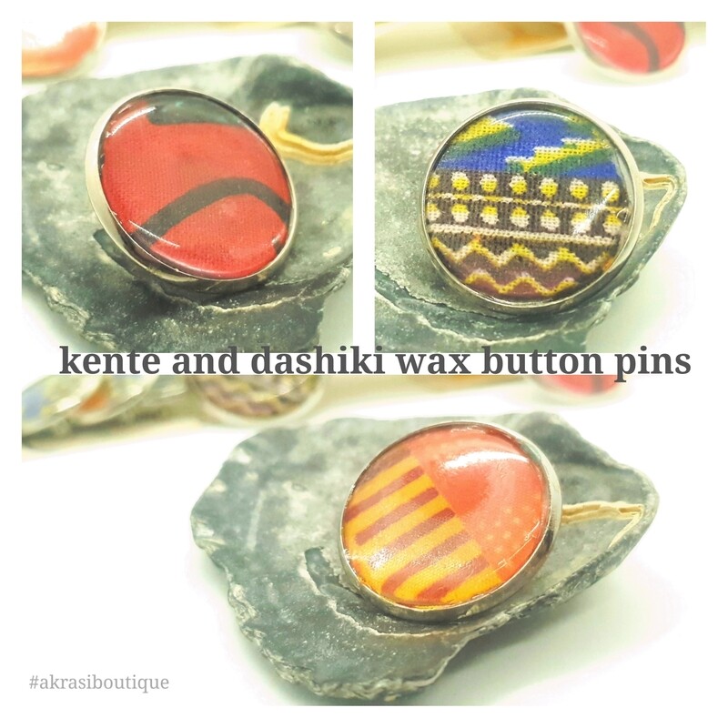 African wax print button pins | Ankara button badge | Kente pin