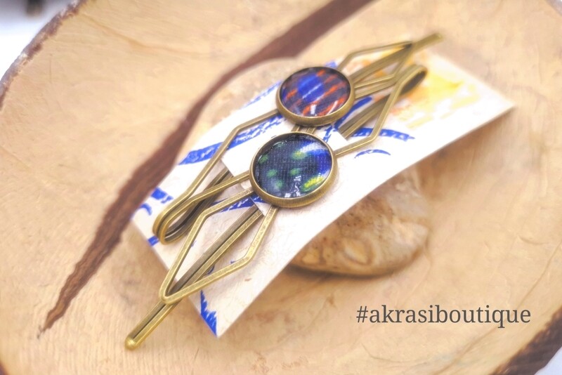 African wax ankara detail bronze hair grip | hair slide | hair accessories