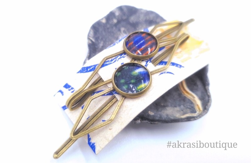 African wax ankara detail bronze hair grip | hair slide | hair accessories