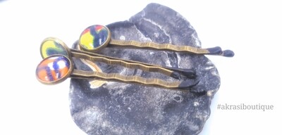 Funky Ankara hair pin set | African Bobby pin | Ankara hair slide