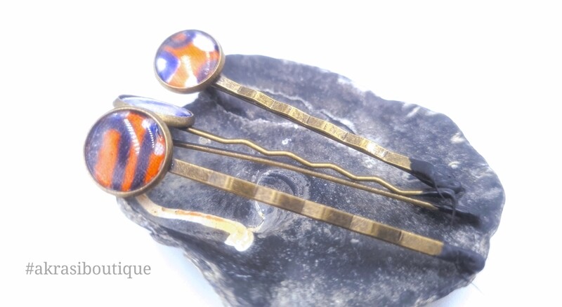 Funky Ankara hair pin set | African Bobby pin | Ankara hair slide