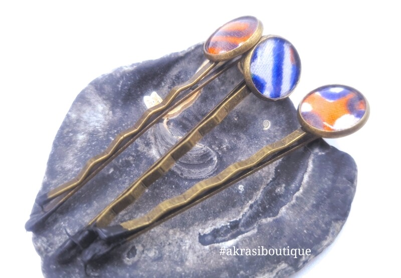 Funky Ankara hair pin set | African Bobby pin | Ankara hair slide