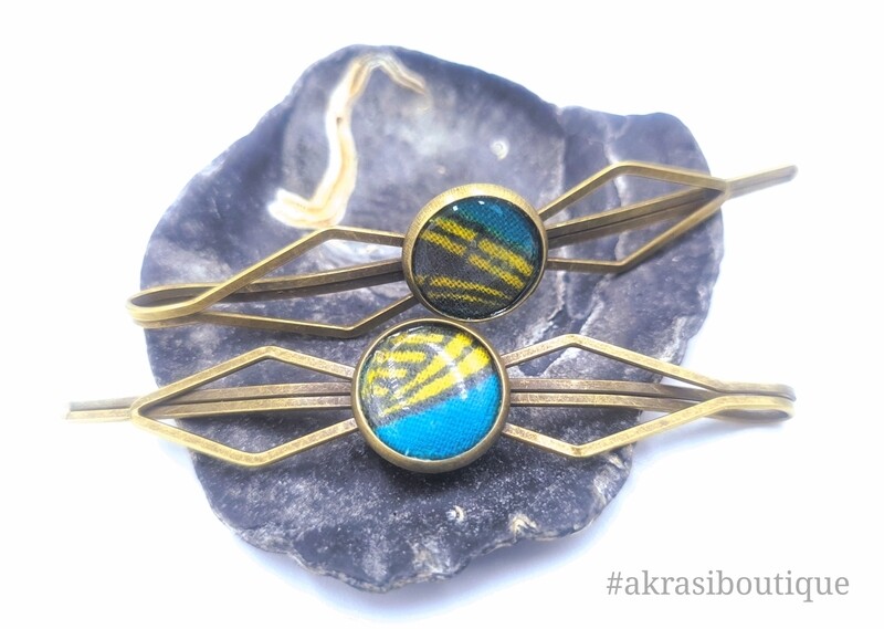 African wax ankara detail bronze hair grip | hair slide | hair accessories