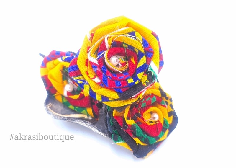 Triple u shaped wavy hair pin set | African bun pins | kente hair slides